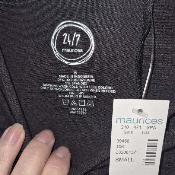 Maurice's 24/7 Black Long Sleeve Lace-Up V-Neck Tunic Dress Size S NWT - Picture 3 of 5